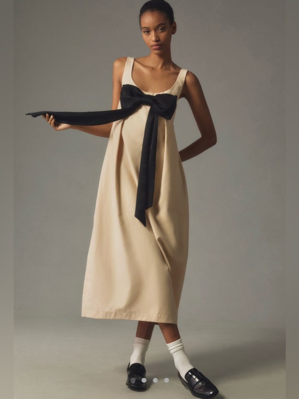 Anthropologie Maeve Bow Barrel Column Midi Dress READ